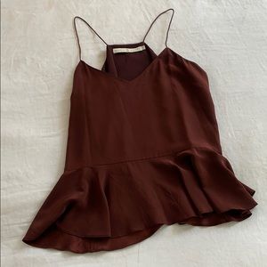 Silk Marie Oliver Maroon Peplum Top